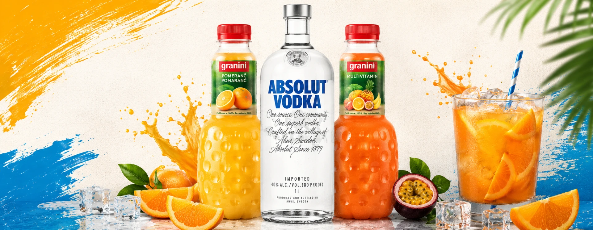 Absolut Vodka 1l + 2× Granini 1l